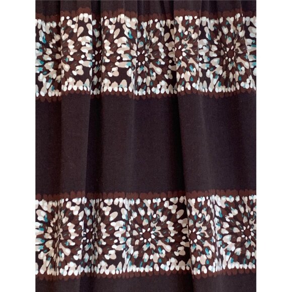 _ BCBG MaxAzria brown & white boho smocked to hips drop waist skirt - Picture 10 of 12